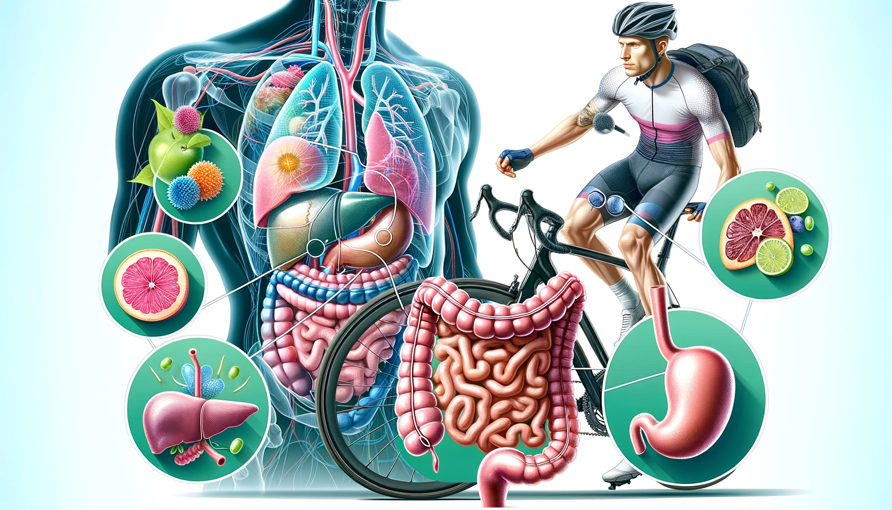 Image montrant un cycliste et son système digestif
