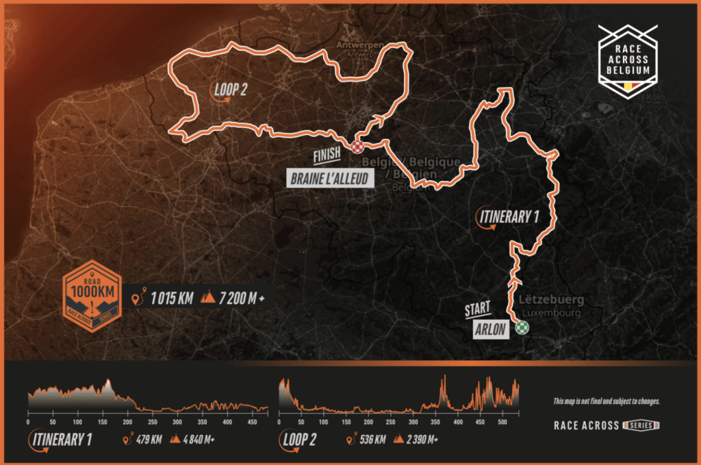 Image du tracé du parcours de Race Across Belgium